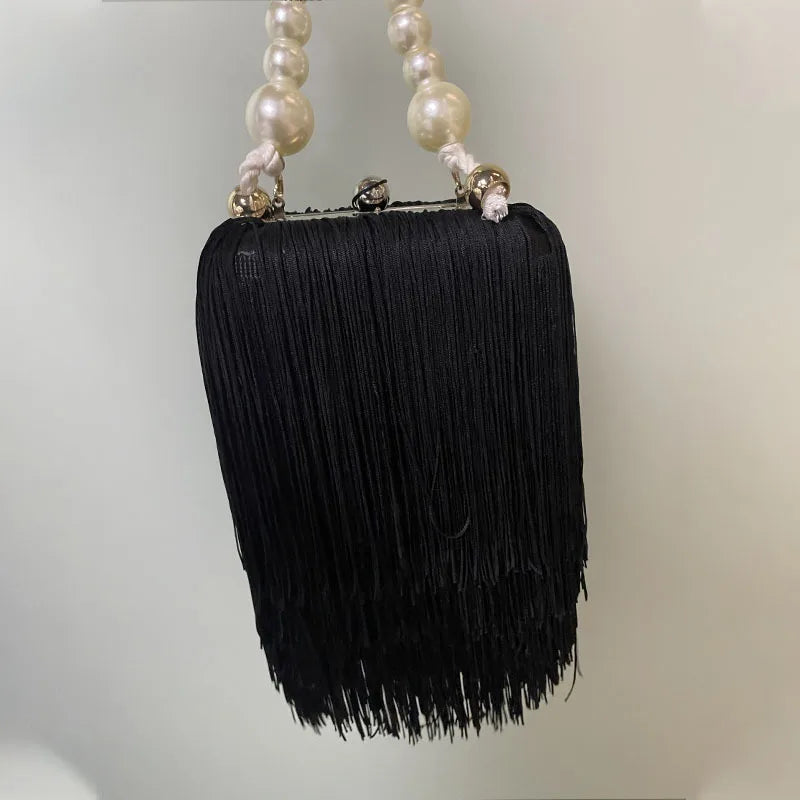 Pearl Strap Tassel Bag