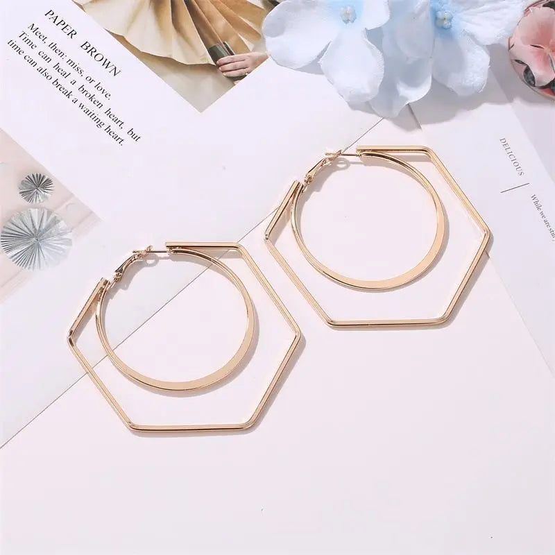 Oversize Geometric Big Hoop Earrings