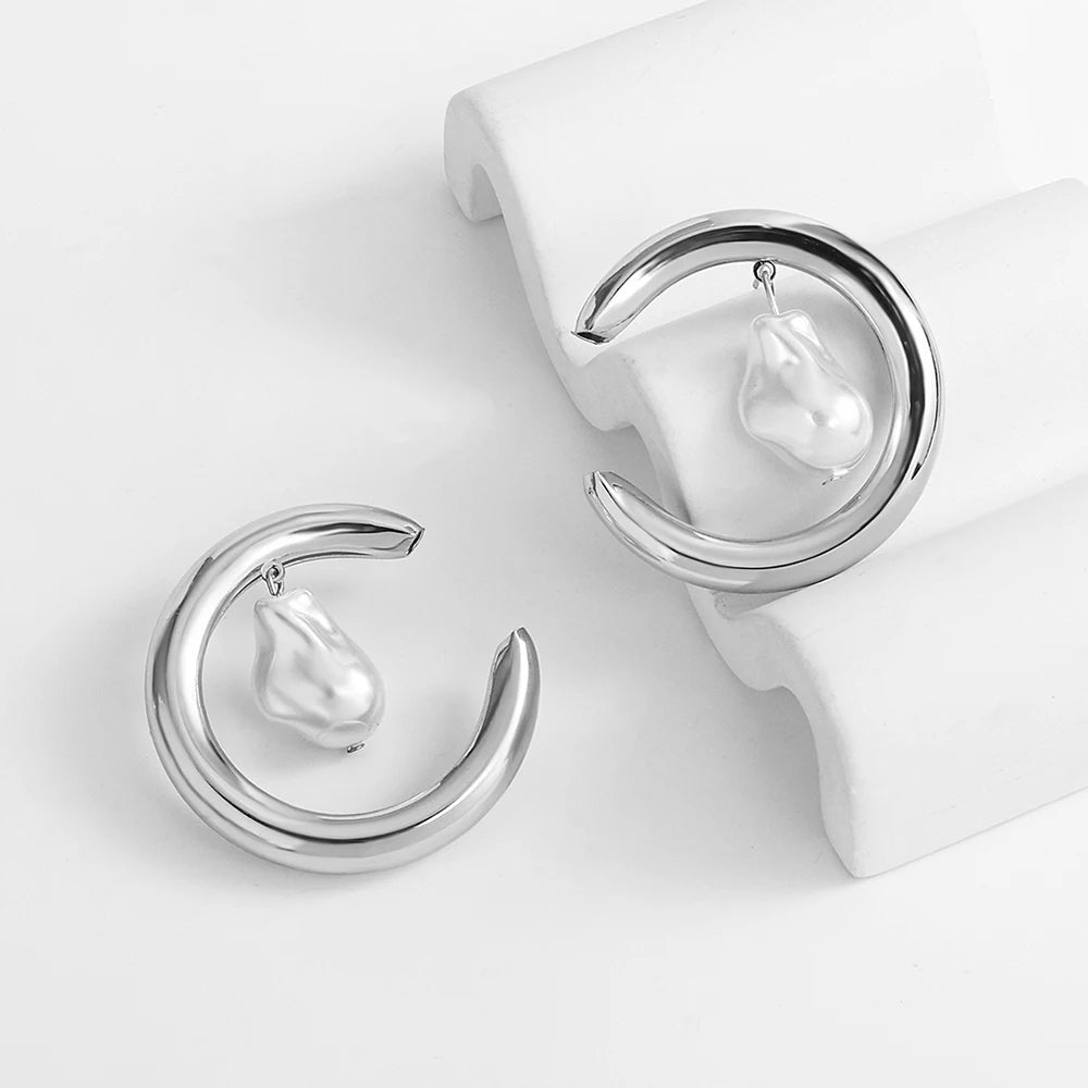 Big Open Round Drop Earrings