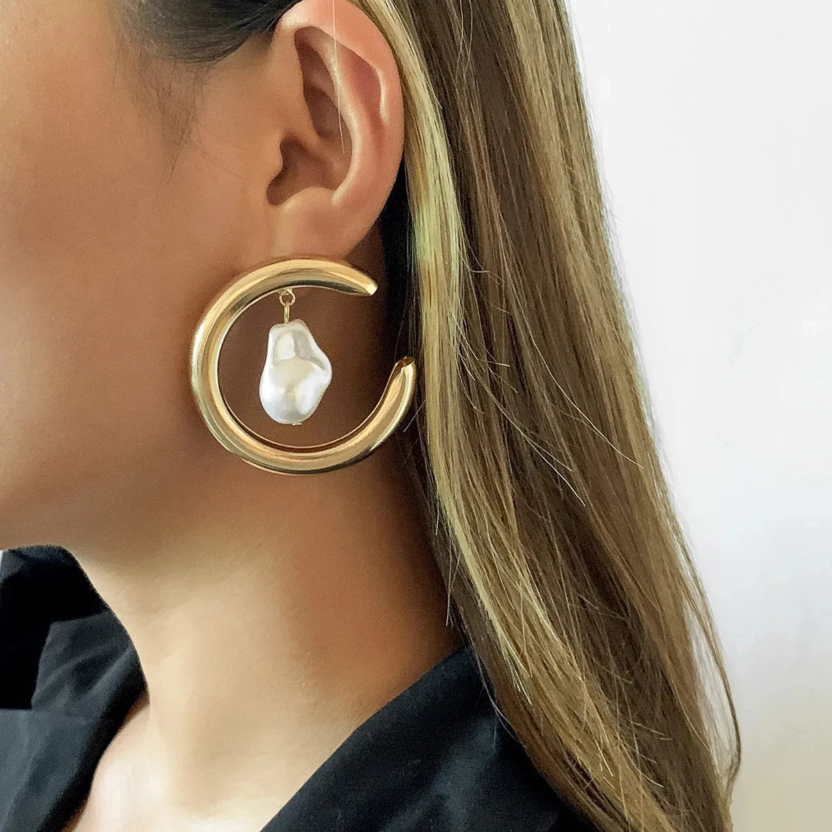 Big Open Round Drop Earrings