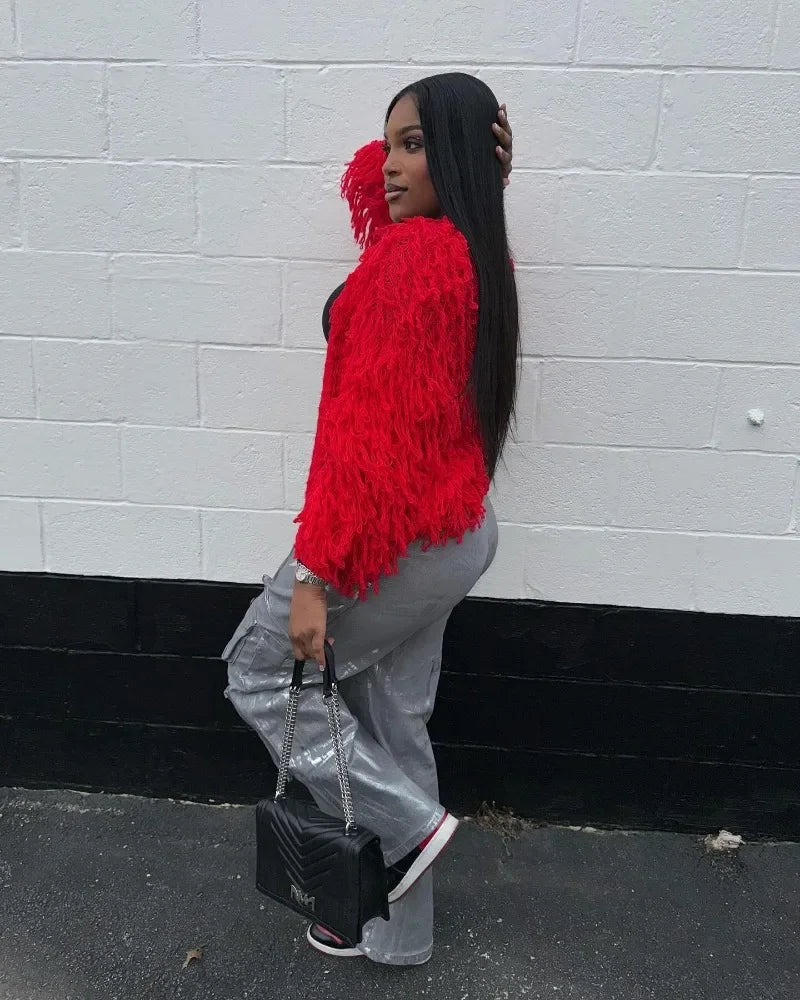 Silver Metallic Cargo Pant