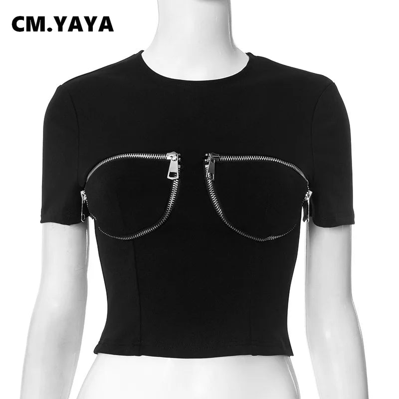 Short Sleeve Zipper T-shirt