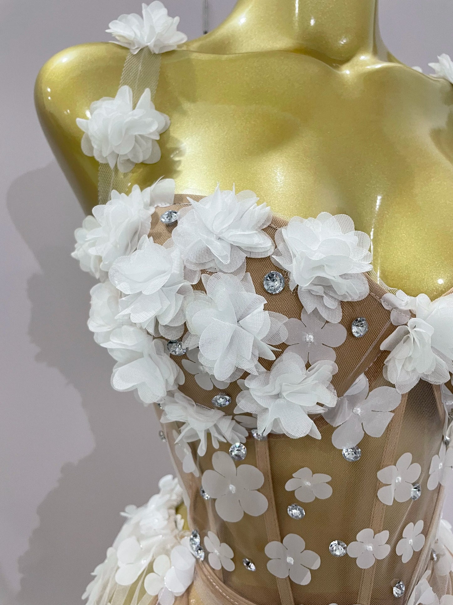 Sexy Mesh See Through Flowers Dress