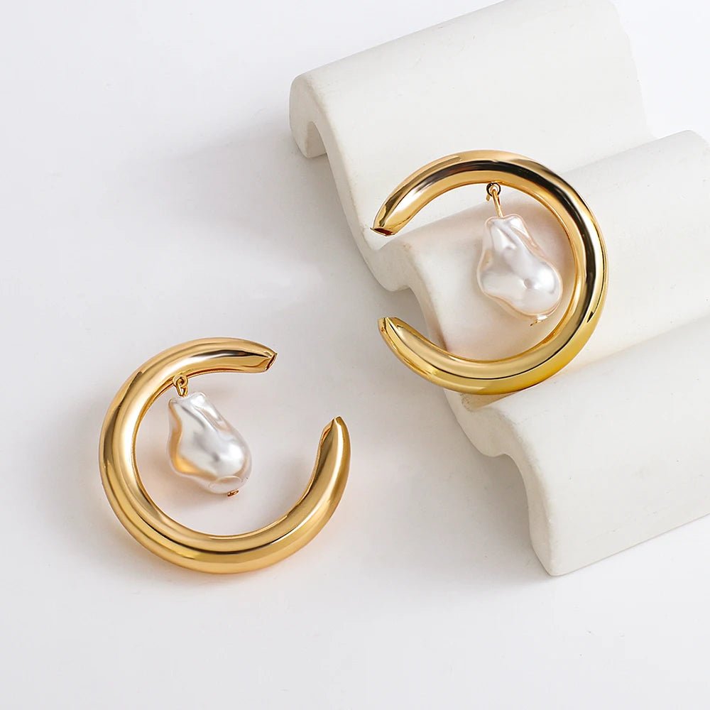 Big Open Round Drop Earrings