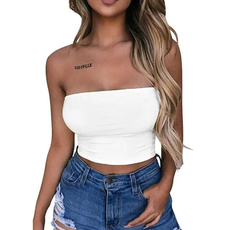 Off Shoulder Solid Tube Top