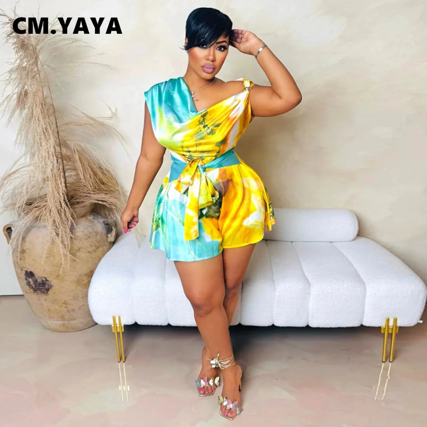 Tie Dye Sleeveless V-neck Jumpsuit