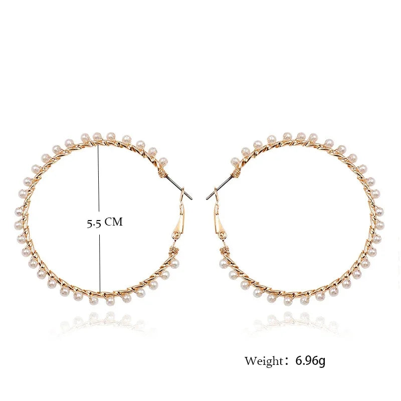 Imitation Pearl Hoop Earrings