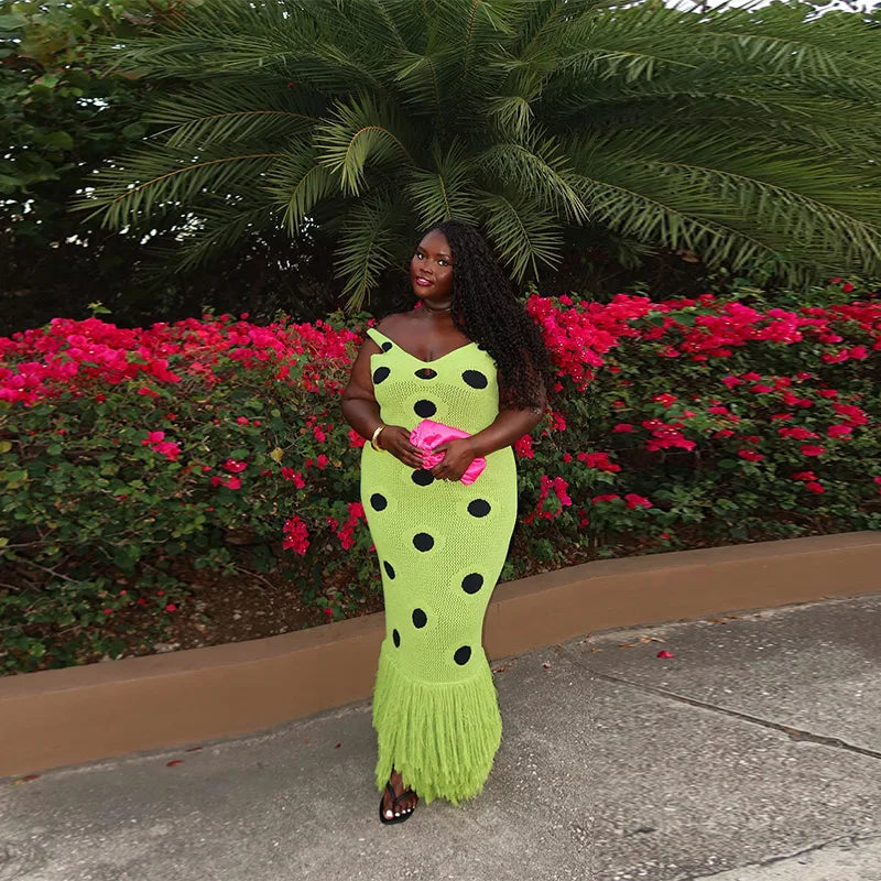 Sexy See Through Knitted Maxi Dress