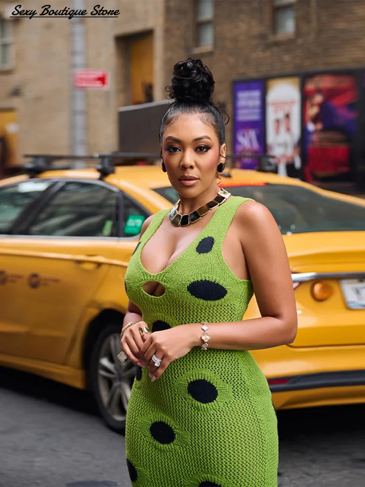 Sexy See Through Knitted Maxi Dress
