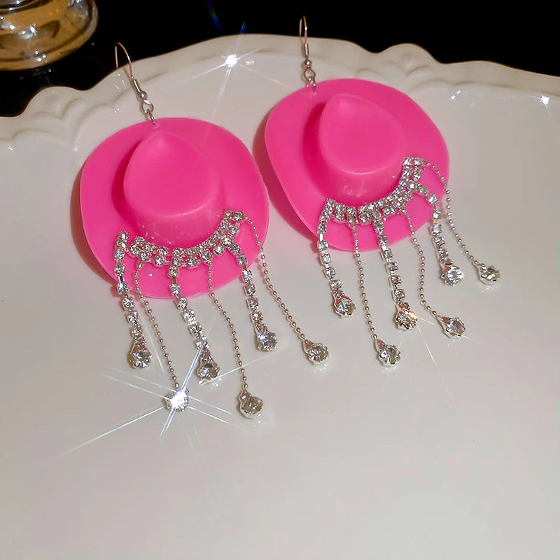 Cowboy Hat Drop Dangle Earrings