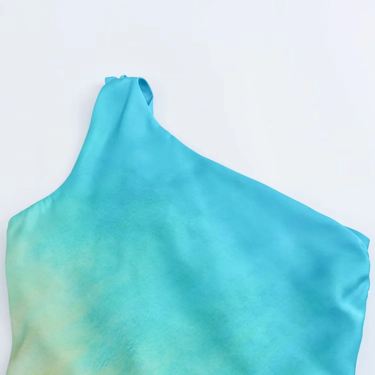 Tie Dye Satin Asymmetric Dress