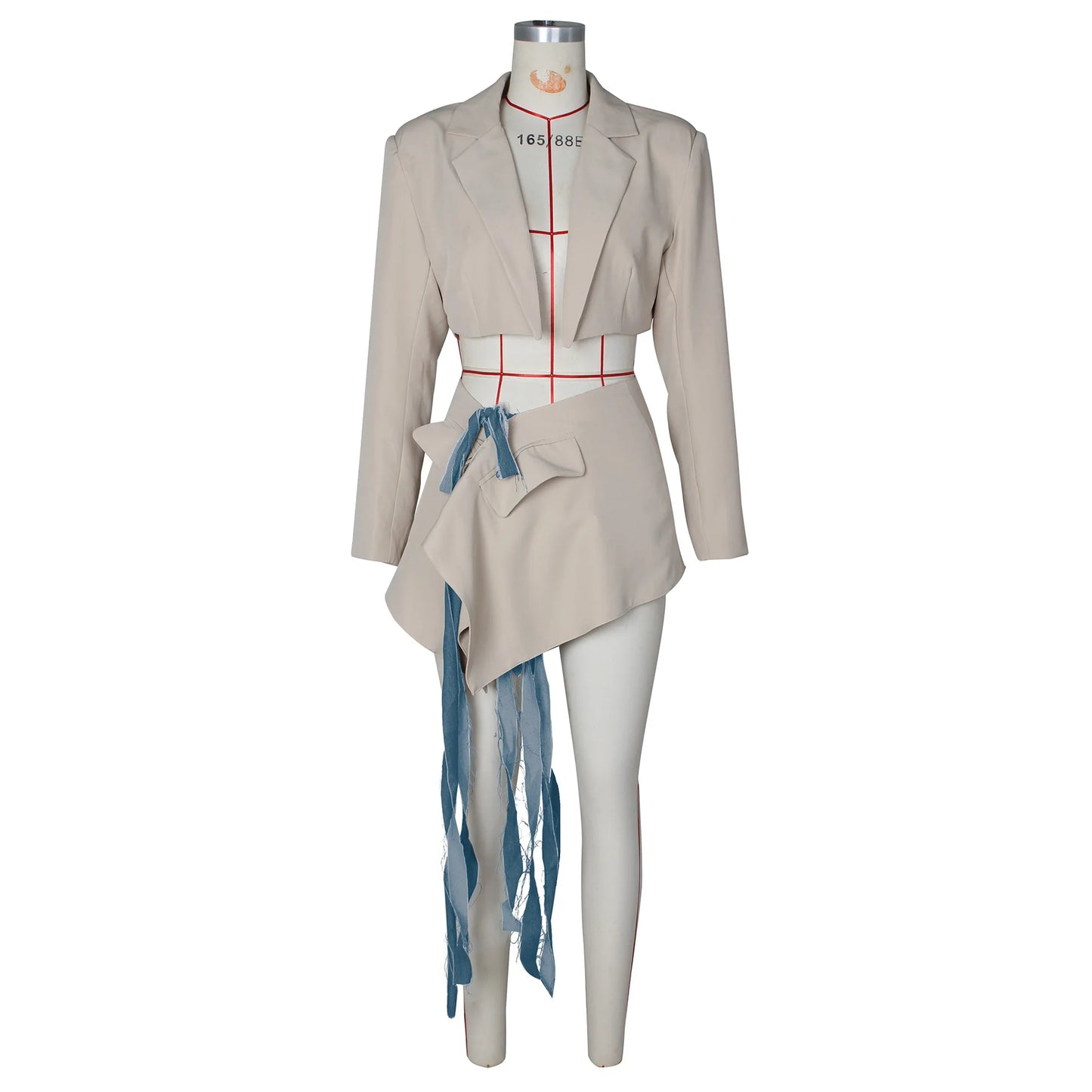 Full Sleeve Blazer and Mini Tie Up Skirt