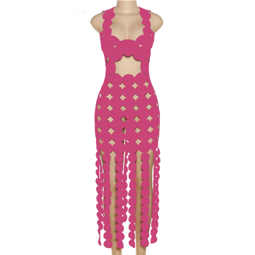 Hollow Coquette Tassel Dress