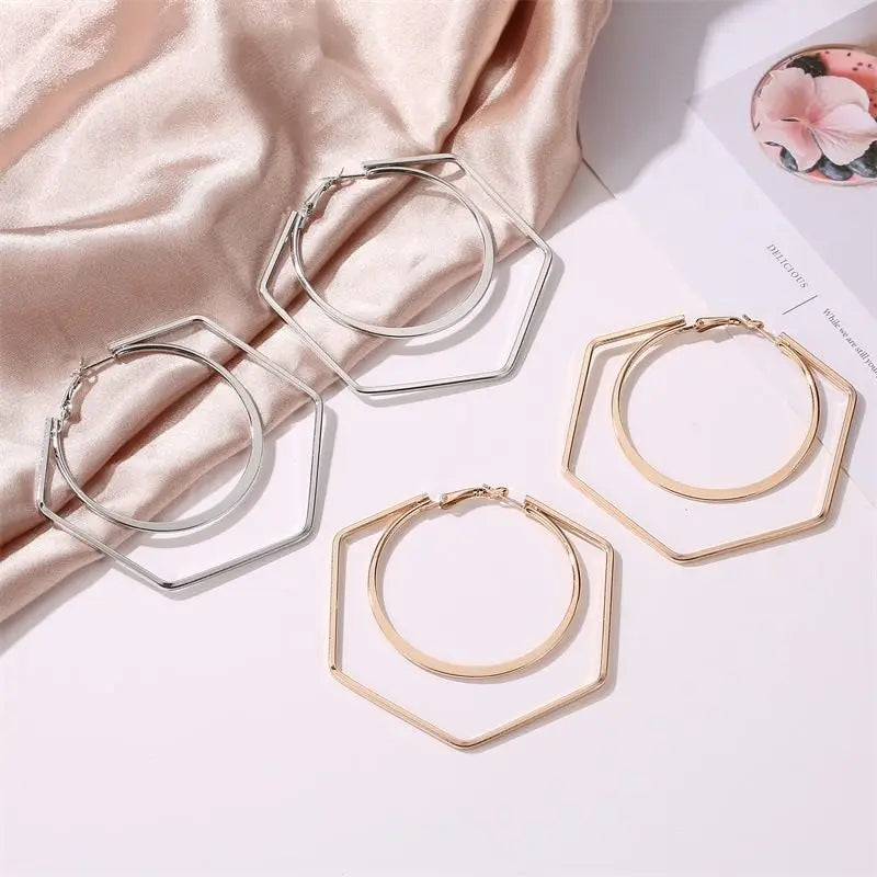 Oversize Geometric Big Hoop Earrings