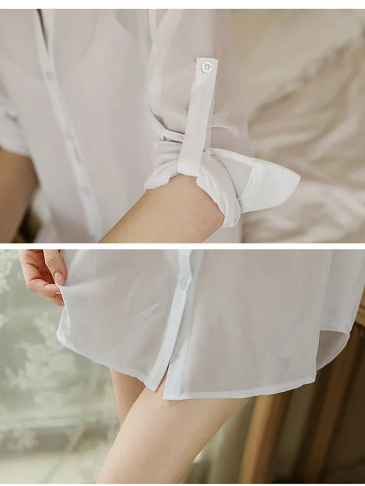 Loose Style Sheer Blouse