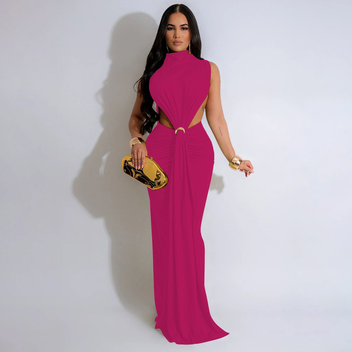 High Split Stacked Bodycon Maxi Dress