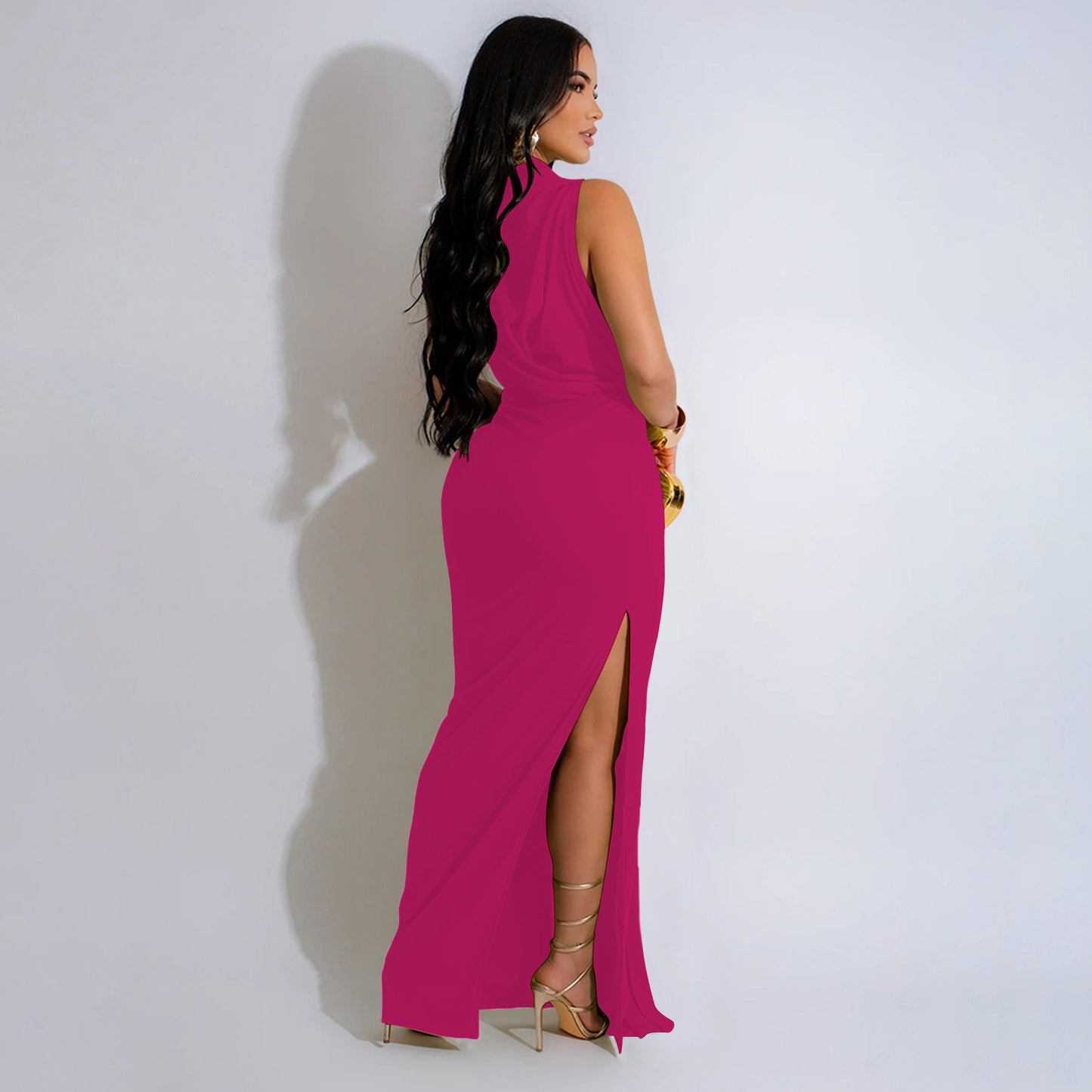 High Split Stacked Bodycon Maxi Dress