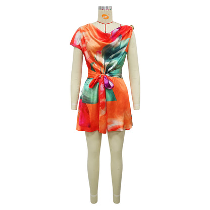 Tie Dye Sleeveless V-neck Jumpsuit