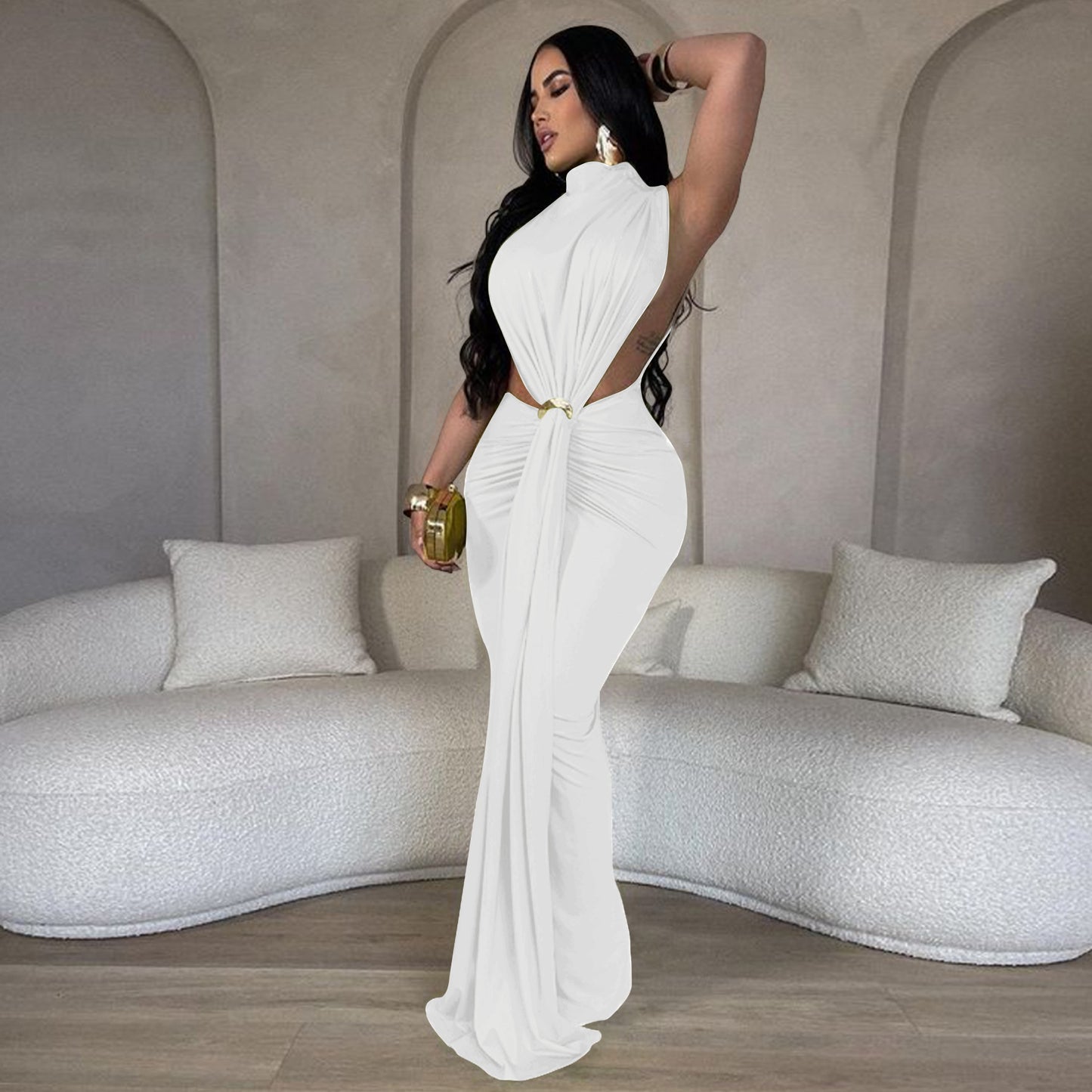 High Split Stacked Bodycon Maxi Dress