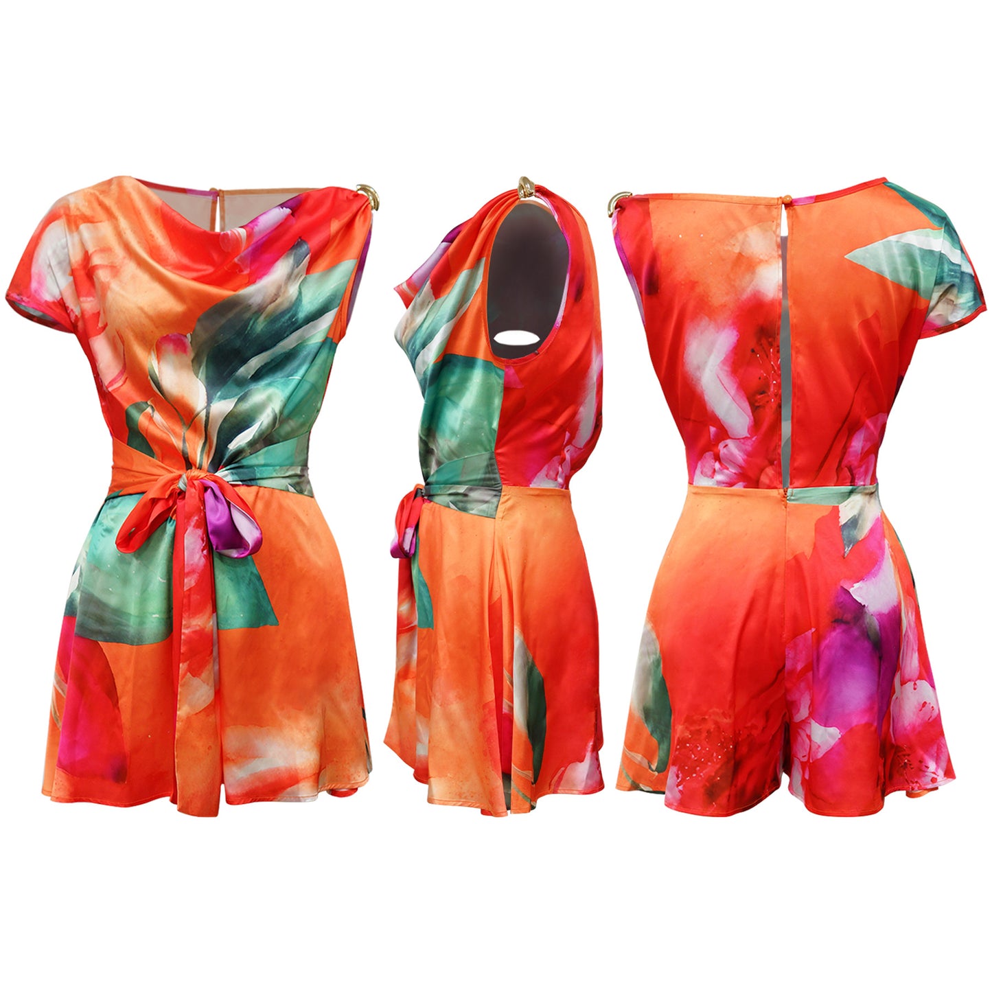 Tie Dye Sleeveless V-neck Jumpsuit