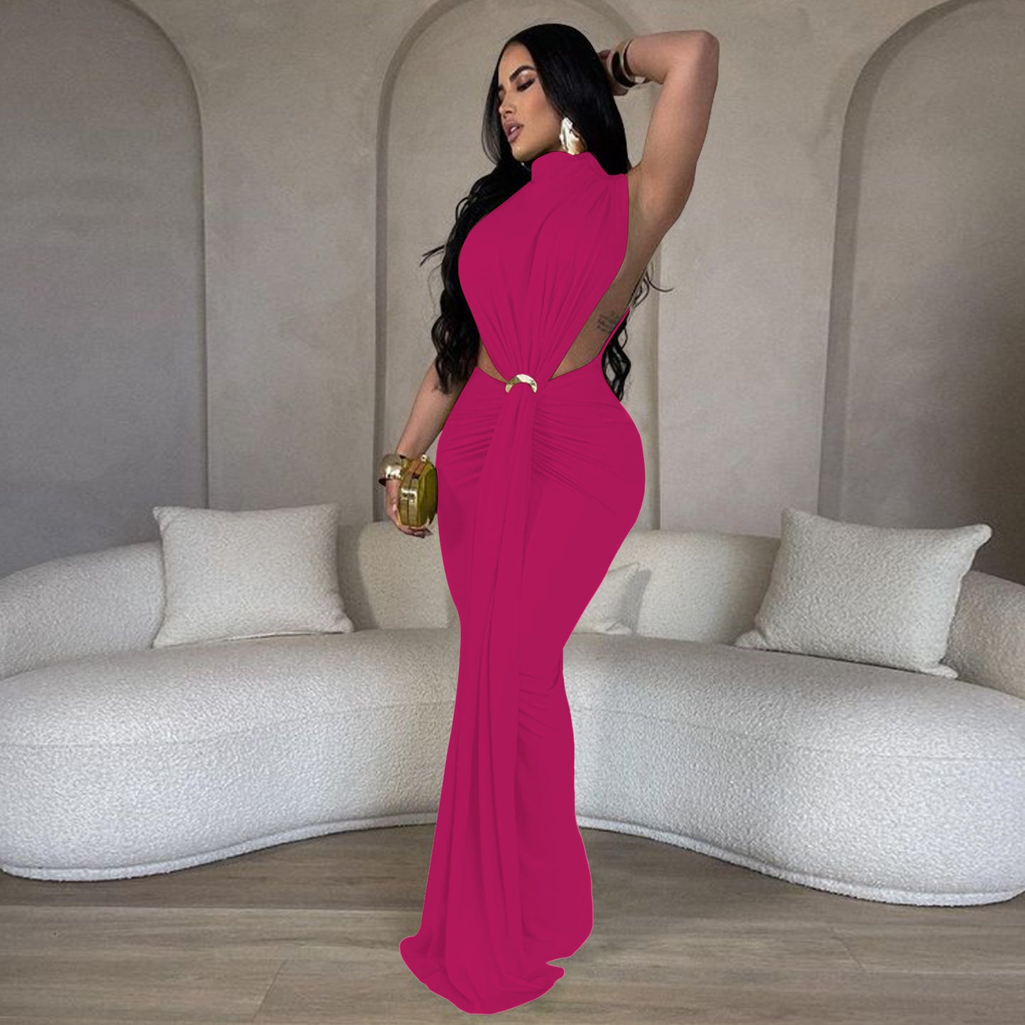 High Split Stacked Bodycon Maxi Dress