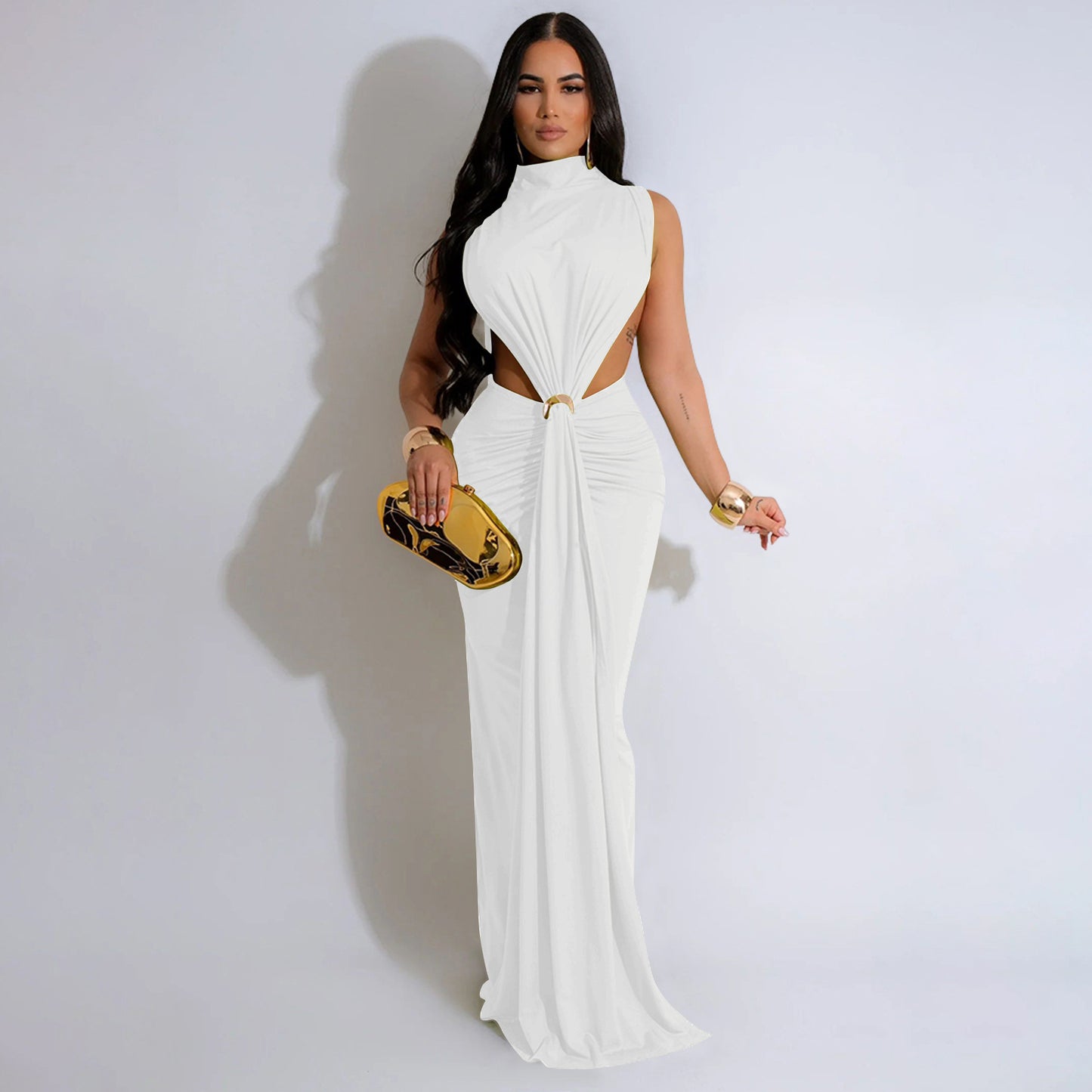 High Split Stacked Bodycon Maxi Dress