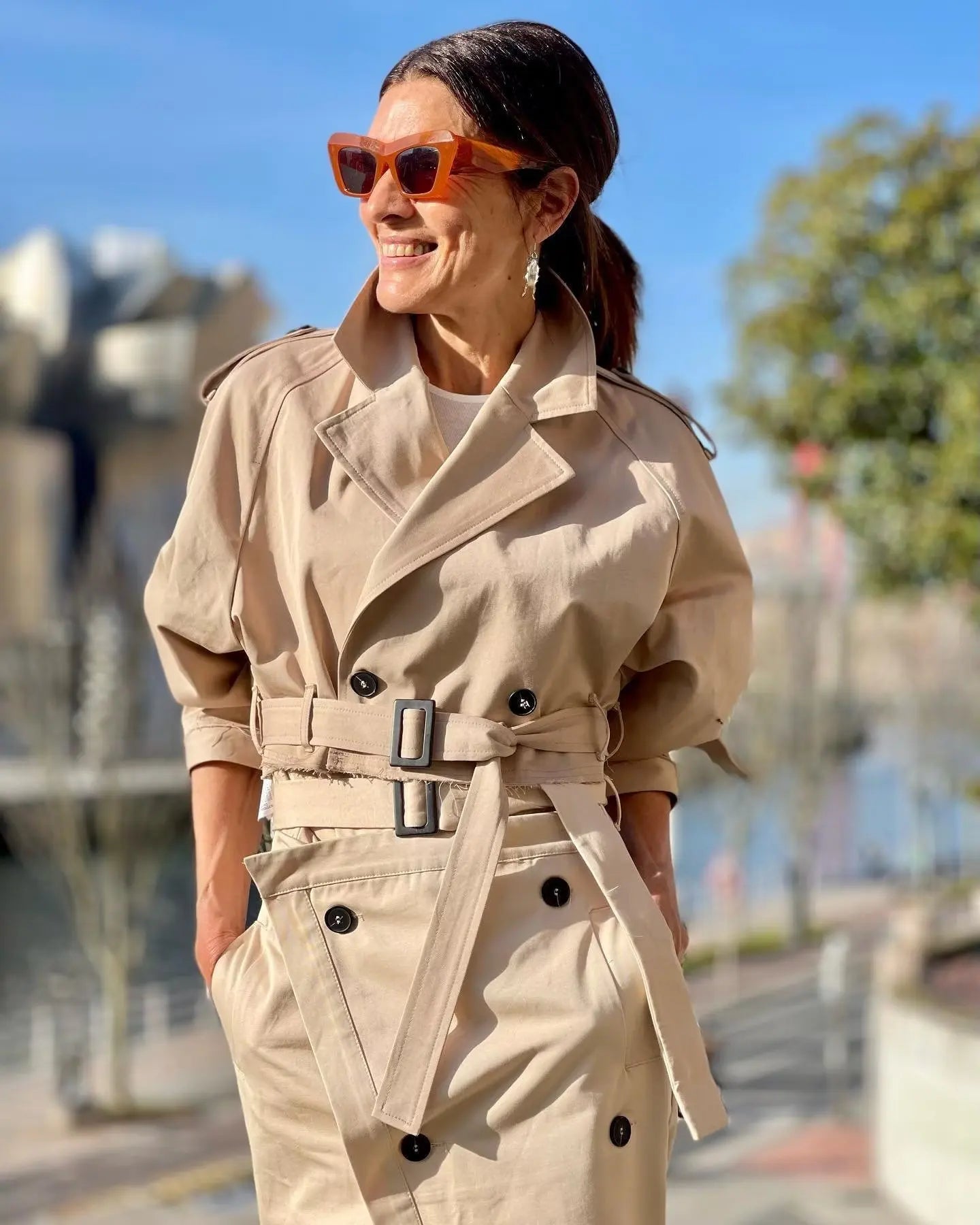 Vintage Belt Cropped Trench