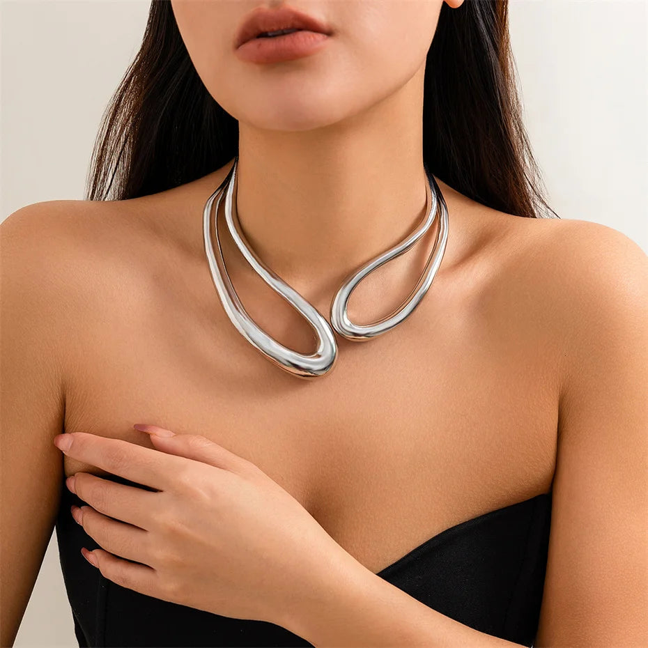 Big Open Torques Choker and Bracelet