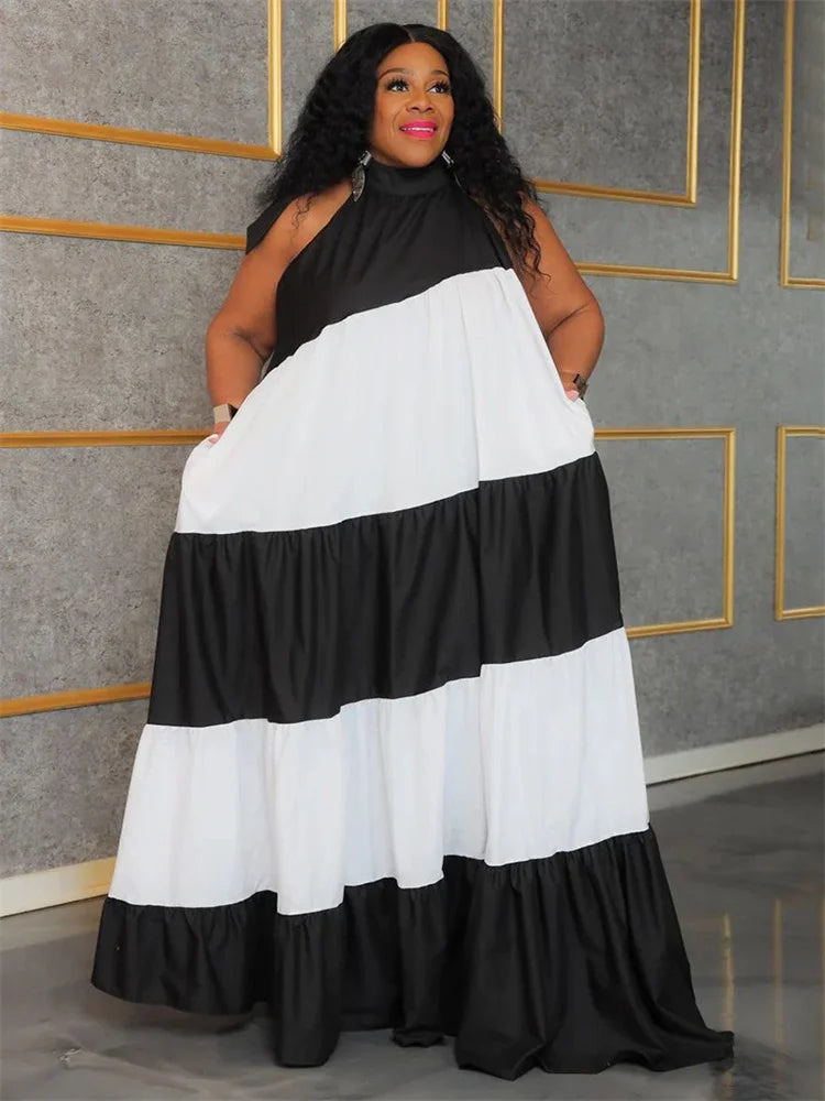 Print Bandage Loose Maxi Dress