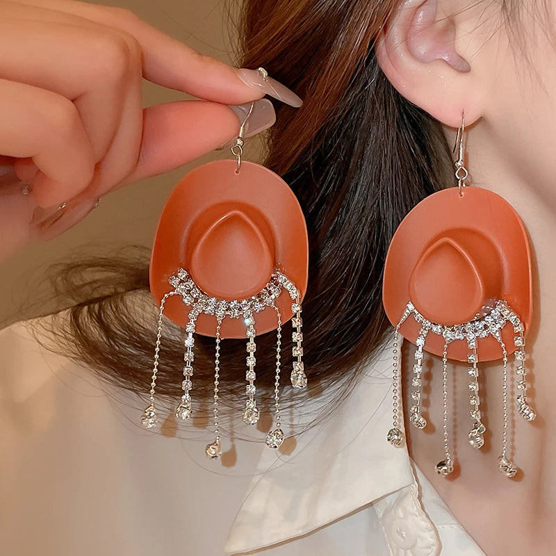Cowboy Hat Drop Dangle Earrings