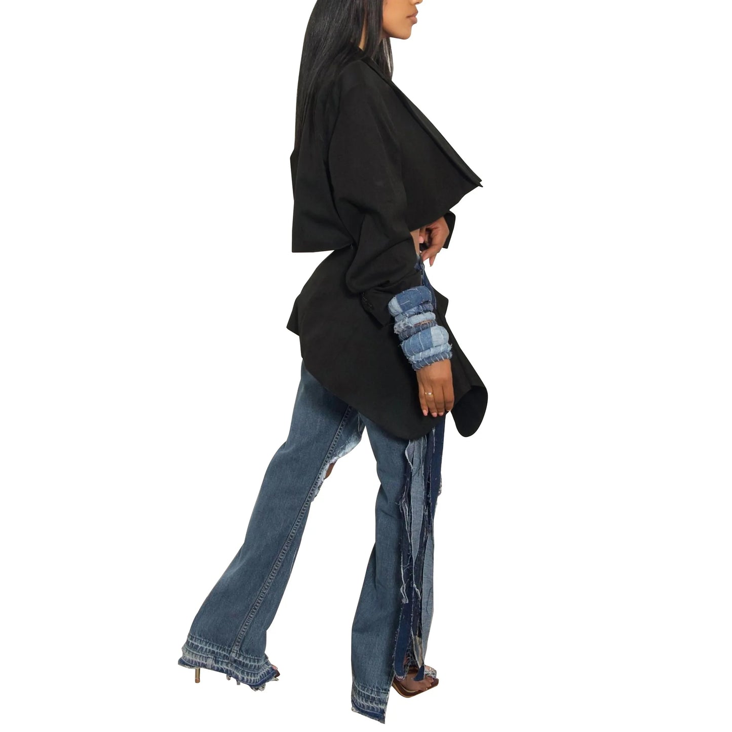Full Sleeve Blazer and Mini Tie Up Skirt
