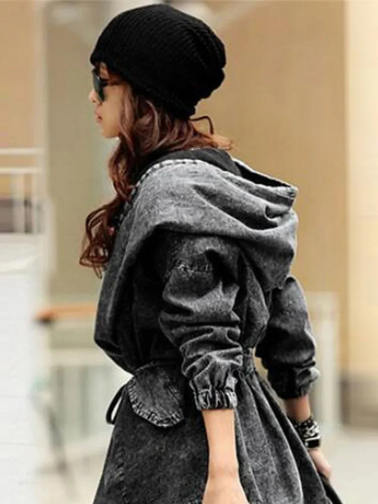 Denim Oversized Hooded Jacket