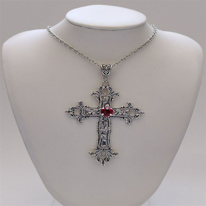 Rhinestone Cross Jewel Necklace