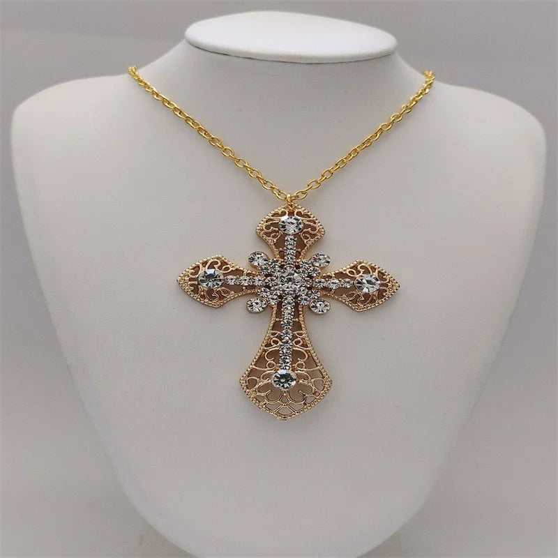 Rhinestone Cross Jewel Necklace