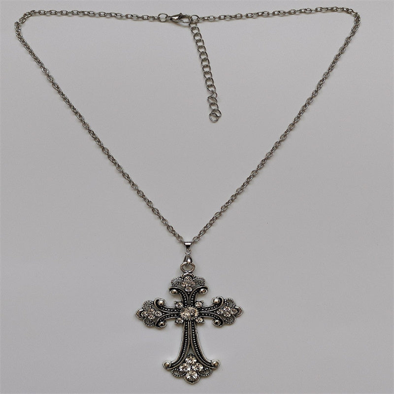 Rhinestone Cross Jewel Necklace