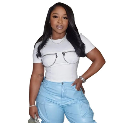 Short Sleeve Zipper T-shirt