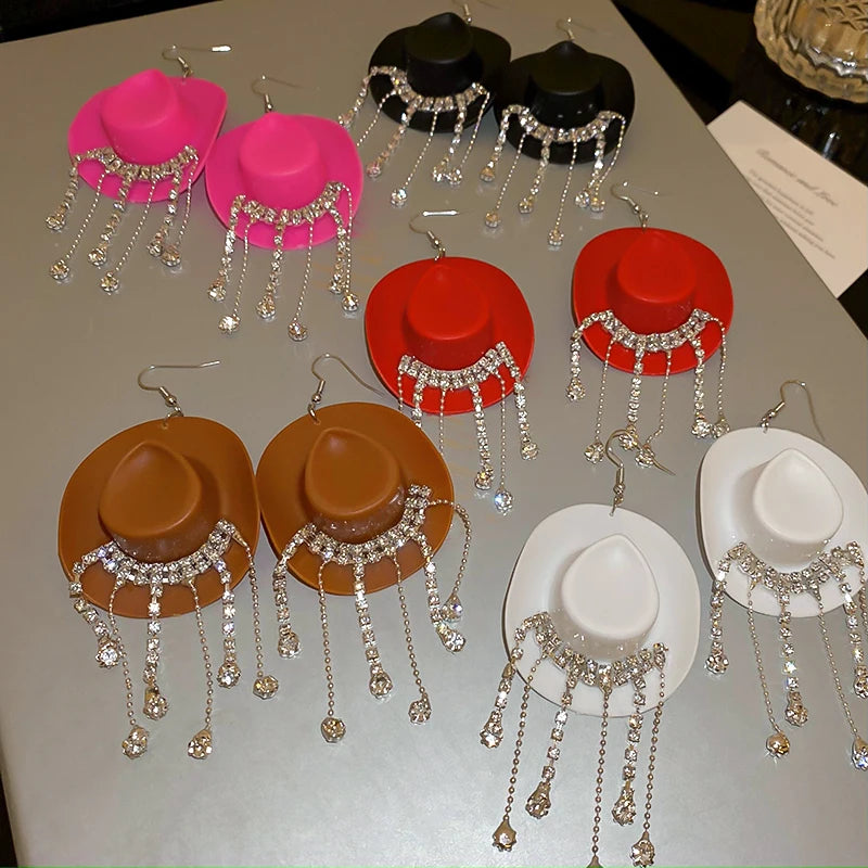 Cowboy Hat Drop Dangle Earrings