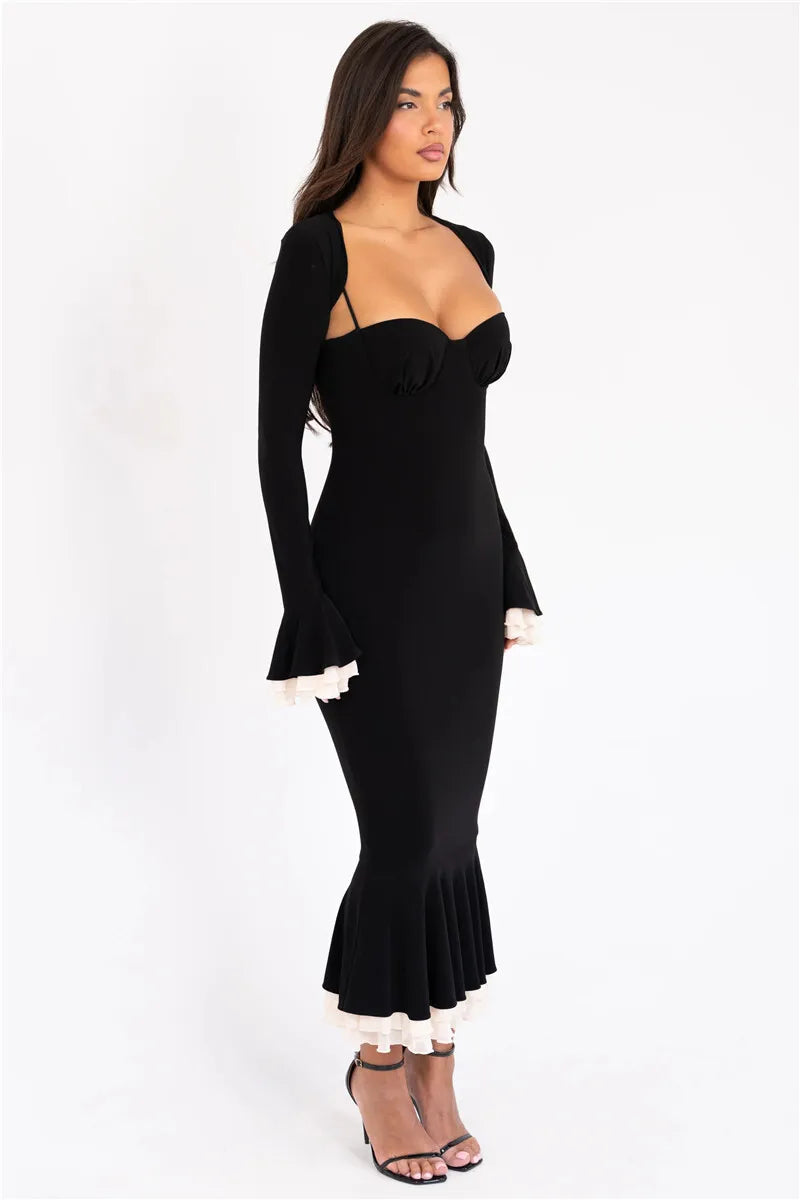 Elegant Long Sleeve Sexy Maxi Dress