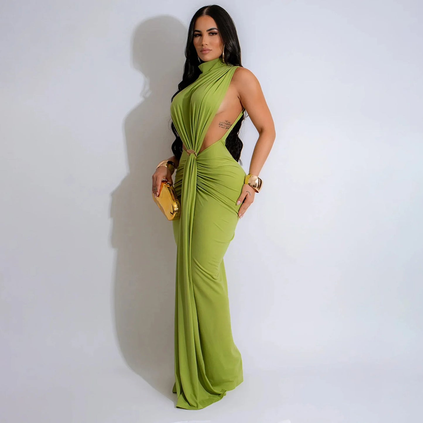 High Split Stacked Bodycon Maxi Dress