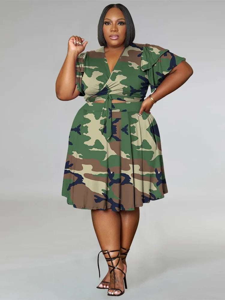 Casual V Neck Two Piece Set