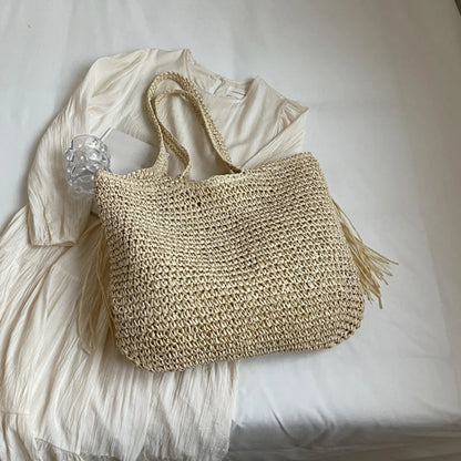 Tassel Woven Shoulder Bag