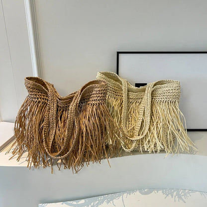 Tassel Woven Shoulder Bag
