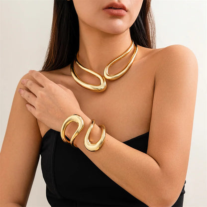 Big Open Torques Choker and Bracelet