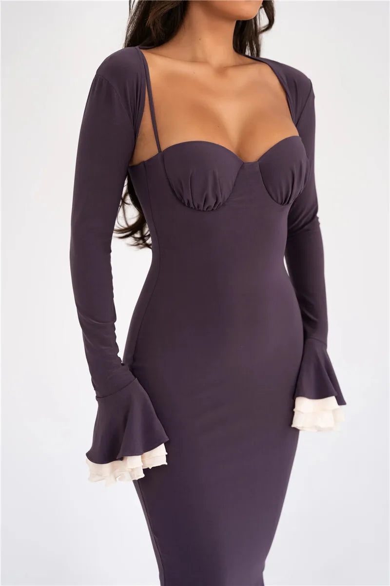 Elegant Long Sleeve Sexy Maxi Dress