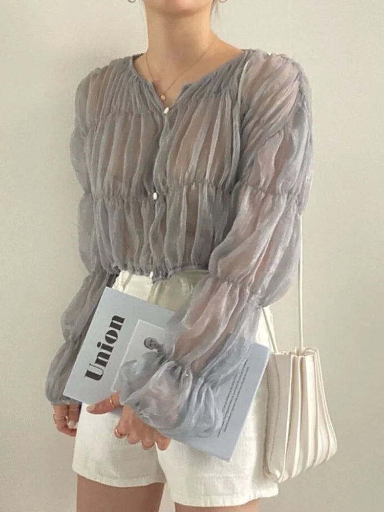 Pleated Casual Blouse