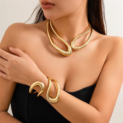Big Open Torques Choker and Bracelet