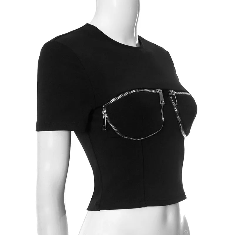 Short Sleeve Zipper T-shirt