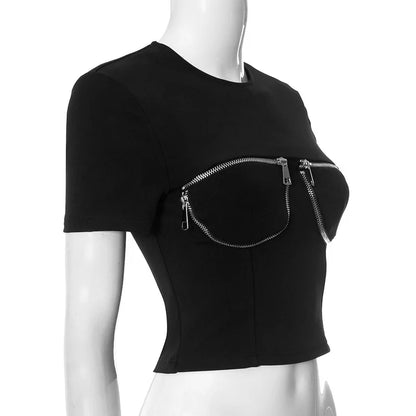 Short Sleeve Zipper T-shirt