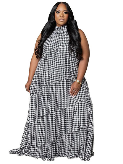 Print Bandage Loose Maxi Dress