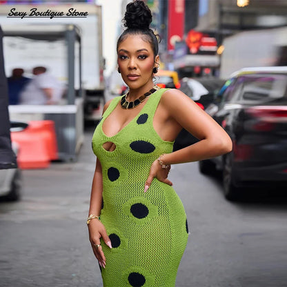 Sexy See Through Knitted Maxi Dress